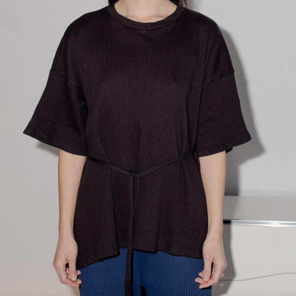 Baserange Shaw Tee Shirt - Organic Cotton Black Size Small